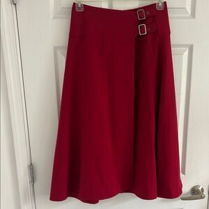 ASOS kilt style Red midi skirt with buckle details